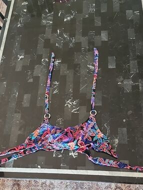 Colorful Tropical Print Bikini Top